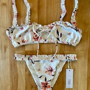Tobi Floral Bikini - Cream and Pink
